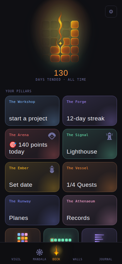 The Flight Deck — 130 days tended, pillar tiles and a live Arena box score